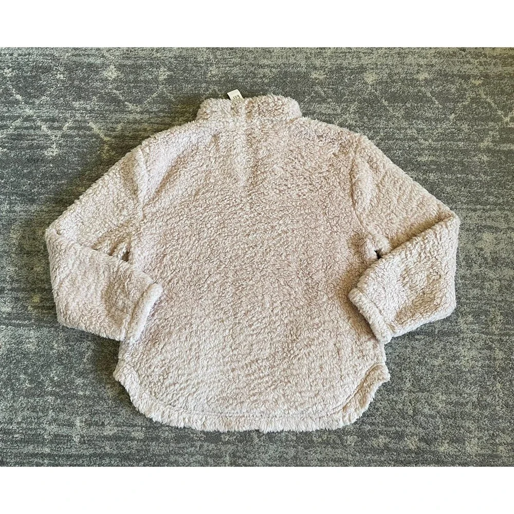 Gap Womens L Jacket Pink Sherpa Pullover 1/4 Zipper Soft Fluffy NWT M9 - Picture 2 of 9